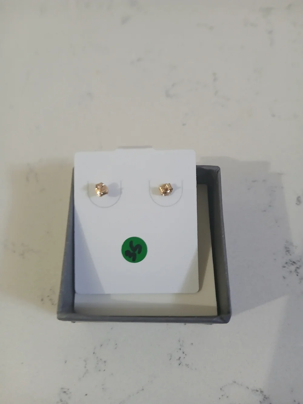 14K Gold Kids Cross Stud Earrings - White Display